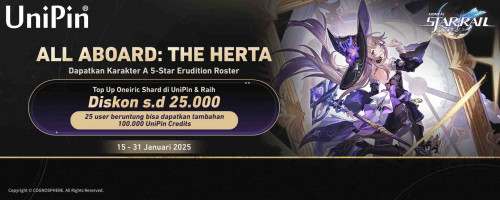 [All Aboard: The Herta] Top Up Honkai: Star Rail di UniPin & Raih Diskon 25.000 dan 2.5 Juta UniPin Credits